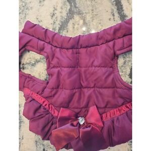 Play On Pet Supplies Plus Maroon Puffer Dog Vest Jacket Ruffle Collar Bow XXS